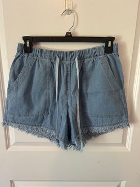 Light Blue Denim Drawstring Shorts